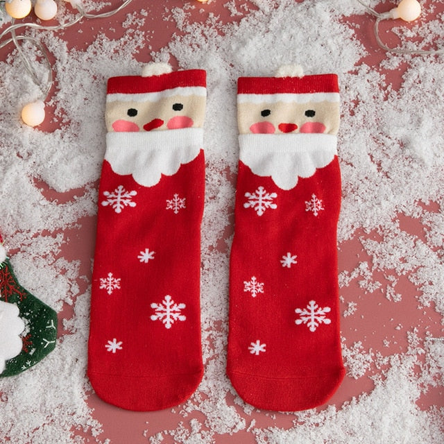 Christmas woman socks funny cartoon Santa Claus Christmas tree socks