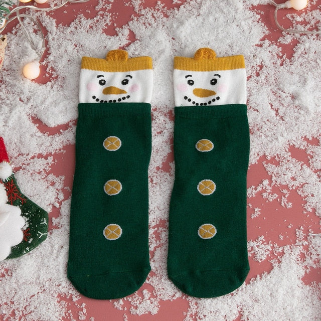 Christmas woman socks funny cartoon Santa Claus Christmas tree socks