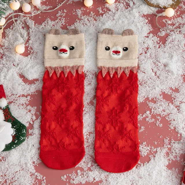 Christmas woman socks funny cartoon Santa Claus Christmas tree socks