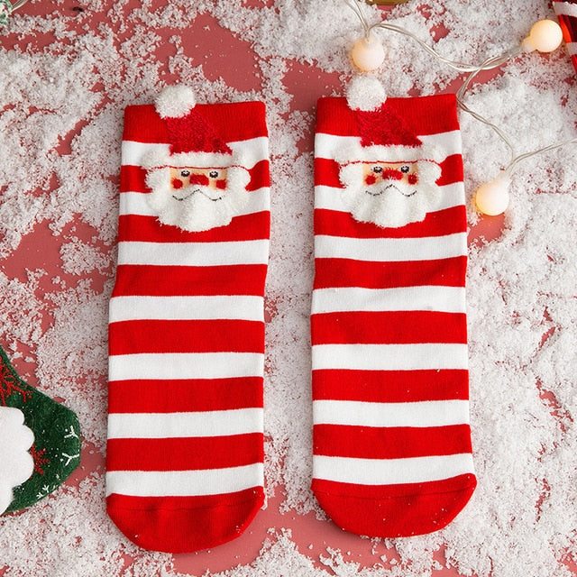 Christmas woman socks funny cartoon Santa Claus Christmas tree socks