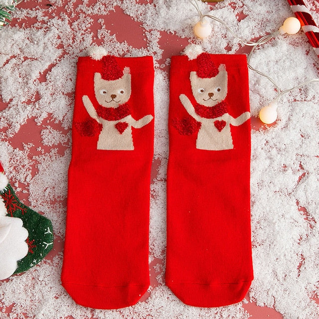 Christmas woman socks funny cartoon Santa Claus Christmas tree socks