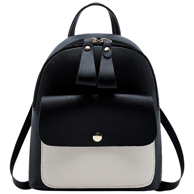 Women Mini Backpack PU Leather Lovely Bow Shoulder Bag