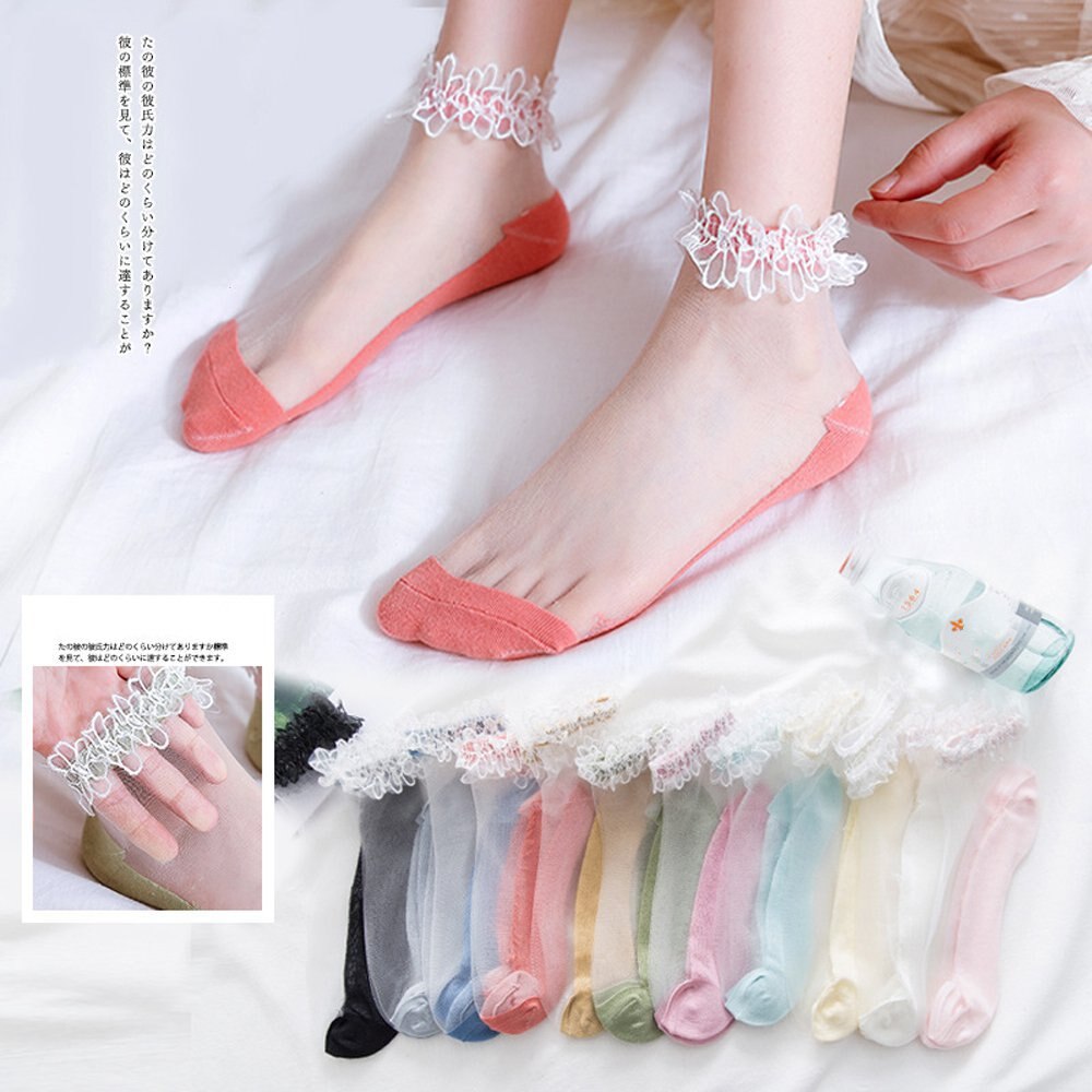 Fashion Lace Flower Thin Socks