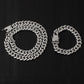 Iced Out Paved Rhinestones 1Set Gold Color Full Miami Cuban Chain
