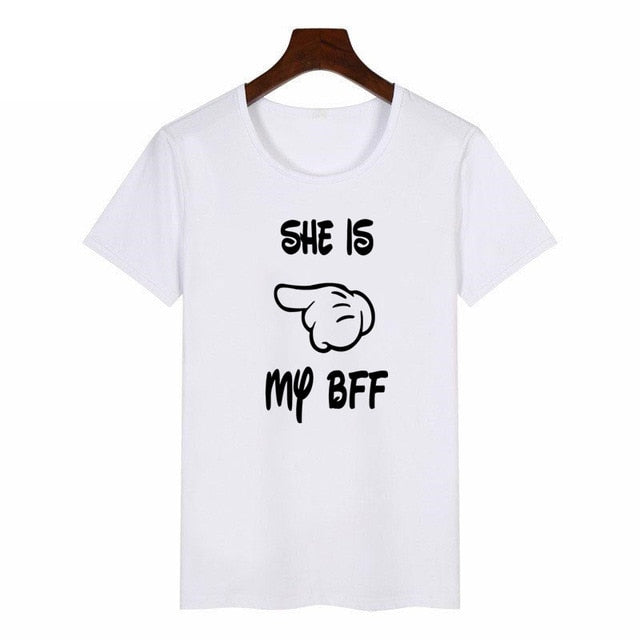 Women Cute Best Friend Matching Letter T-Shirt BFF T Shirt Women Lovers Tee Shirt My Best Friend Printing Tshirt Femme Clothes