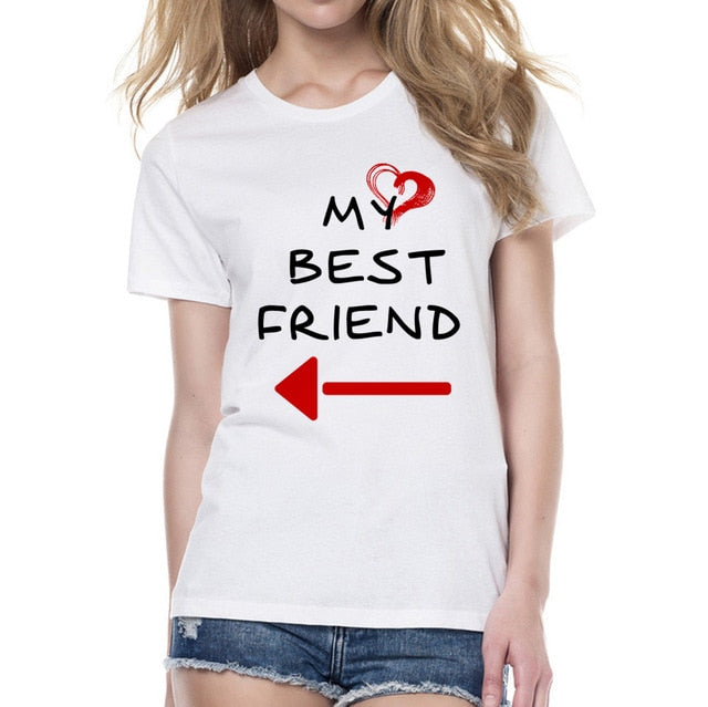 Women Cute Best Friend Matching Letter T-Shirt BFF T Shirt Women Lovers Tee Shirt My Best Friend Printing Tshirt Femme Clothes