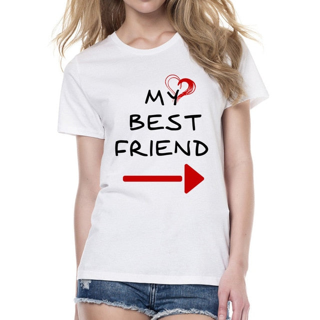 Women Cute Best Friend Matching Letter T-Shirt BFF T Shirt Women Lovers Tee Shirt My Best Friend Printing Tshirt Femme Clothes