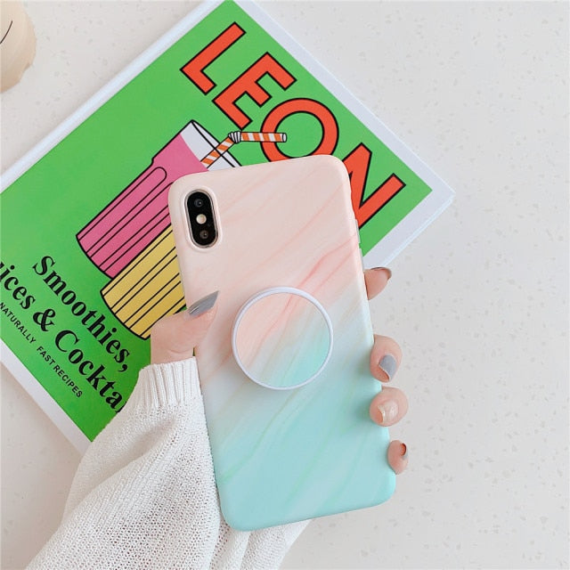 Holder Stand Marble Case For Samsung Skin IMD Silicon Phone Case