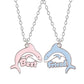 2pcs Cute Animal Little Dolphin Pendant Best Friend Necklace