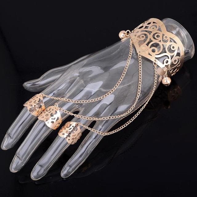 Multilayer Tassel Slave Bracelet Bangle Finger Ring Harness Hand Chain Jewelry