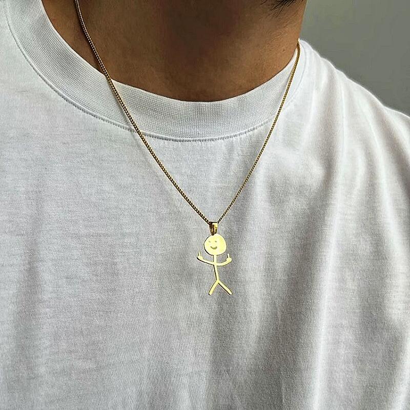 Smile Middle Finger Necklace Stickman Pendant Necklace - BFF-GIFTS